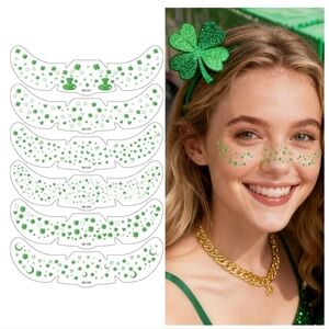 6 Sheets St Patricks Day Freckles Face Temporary Tattoo
